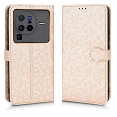 Funda de Cuero Cartera con Soporte Carcasa C01X para Vivo X80 Pro 5G Oro