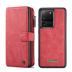 Funda de Cuero Cartera con Soporte Carcasa C02S para Samsung Galaxy S20 Ultra 5G Rojo