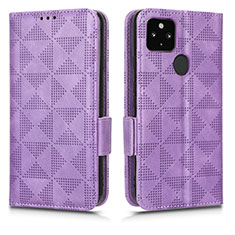 Funda de Cuero Cartera con Soporte Carcasa C02X para Google Pixel 4a 5G Morado