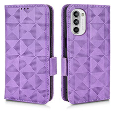 Funda de Cuero Cartera con Soporte Carcasa C02X para Motorola Moto G52j 5G Morado