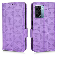 Funda de Cuero Cartera con Soporte Carcasa C02X para Oppo A57 5G Morado