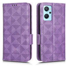 Funda de Cuero Cartera con Soporte Carcasa C02X para Oppo A96 4G Morado