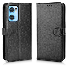 Funda de Cuero Cartera con Soporte Carcasa C02X para Oppo Reno7 5G Negro