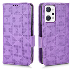 Funda de Cuero Cartera con Soporte Carcasa C02X para Oppo Reno7 A Morado