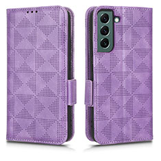 Funda de Cuero Cartera con Soporte Carcasa C02X para Samsung Galaxy S22 5G Morado