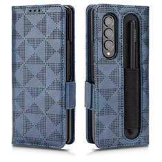 Funda de Cuero Cartera con Soporte Carcasa C02X para Samsung Galaxy Z Fold4 5G Azul