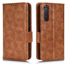 Funda de Cuero Cartera con Soporte Carcasa C02X para Sony Xperia 5 II Marron