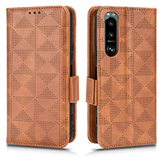 Funda de Cuero Cartera con Soporte Carcasa C02X para Sony Xperia 5 III Marron