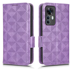 Funda de Cuero Cartera con Soporte Carcasa C02X para Xiaomi Mi 12T 5G Morado