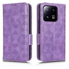 Funda de Cuero Cartera con Soporte Carcasa C02X para Xiaomi Mi 13 5G Morado