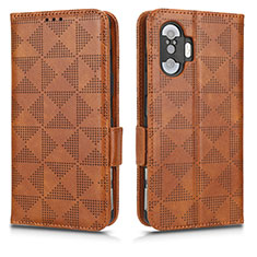 Funda de Cuero Cartera con Soporte Carcasa C02X para Xiaomi Poco F3 GT 5G Marron