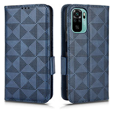 Funda de Cuero Cartera con Soporte Carcasa C02X para Xiaomi Redmi Note 10 4G Azul