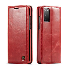 Funda de Cuero Cartera con Soporte Carcasa C03S para Samsung Galaxy S20 5G Rojo