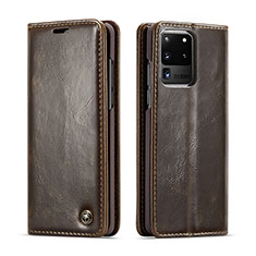 Funda de Cuero Cartera con Soporte Carcasa C03S para Samsung Galaxy S20 Ultra Marron