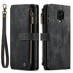 Funda de Cuero Cartera con Soporte Carcasa C03S para Xiaomi Redmi Note 9 Pro Negro