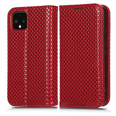 Funda de Cuero Cartera con Soporte Carcasa C03X para Google Pixel 4 Rojo