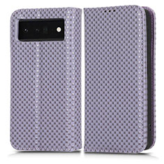 Funda de Cuero Cartera con Soporte Carcasa C03X para Google Pixel 6 Pro 5G Morado