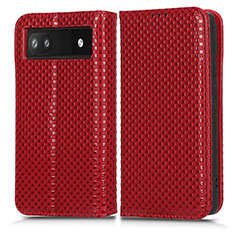 Funda de Cuero Cartera con Soporte Carcasa C03X para Google Pixel 6a 5G Rojo