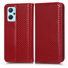 Funda de Cuero Cartera con Soporte Carcasa C03X para Oppo A96 4G Rojo