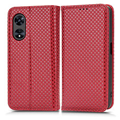 Funda de Cuero Cartera con Soporte Carcasa C03X para Oppo A97 5G Rojo