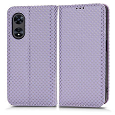 Funda de Cuero Cartera con Soporte Carcasa C03X para Oppo A98 5G Morado