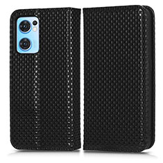 Funda de Cuero Cartera con Soporte Carcasa C03X para Oppo Reno7 5G Negro