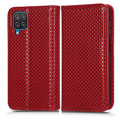 Funda de Cuero Cartera con Soporte Carcasa C03X para Samsung Galaxy A12 5G Rojo
