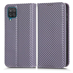 Funda de Cuero Cartera con Soporte Carcasa C03X para Samsung Galaxy A12 Nacho Morado