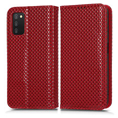 Funda de Cuero Cartera con Soporte Carcasa C03X para Samsung Galaxy M02s Rojo