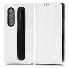 Funda de Cuero Cartera con Soporte Carcasa C03X para Samsung Galaxy Z Fold4 5G Blanco