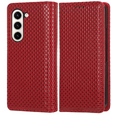 Funda de Cuero Cartera con Soporte Carcasa C03X para Samsung Galaxy Z Fold5 5G Rojo