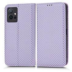 Funda de Cuero Cartera con Soporte Carcasa C03X para Vivo Y55s 5G Morado