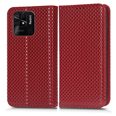 Funda de Cuero Cartera con Soporte Carcasa C03X para Xiaomi Redmi 10 Power Rojo