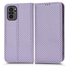 Funda de Cuero Cartera con Soporte Carcasa C03X para Xiaomi Redmi Note 10 4G Morado