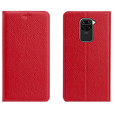 Funda de Cuero Cartera con Soporte Carcasa C04 para Xiaomi Redmi Note 9 Rojo