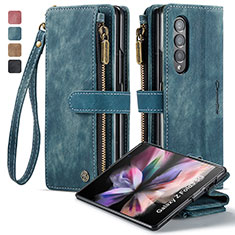 Funda de Cuero Cartera con Soporte Carcasa C05S para Samsung Galaxy Z Fold3 5G Azul