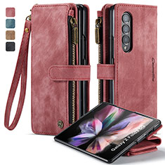 Funda de Cuero Cartera con Soporte Carcasa C05S para Samsung Galaxy Z Fold4 5G Rojo