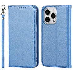 Funda de Cuero Cartera con Soporte Carcasa D01T para Apple iPhone 13 Pro Azul