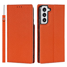 Funda de Cuero Cartera con Soporte Carcasa D01T para Samsung Galaxy S21 5G Naranja