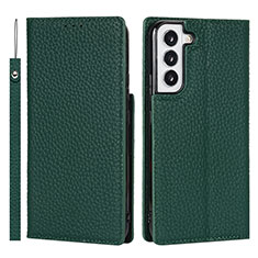 Funda de Cuero Cartera con Soporte Carcasa D01T para Samsung Galaxy S22 Plus 5G Verde