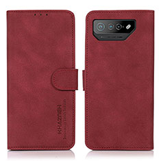 Funda de Cuero Cartera con Soporte Carcasa D01Y para Asus ROG Phone 7 Ultimate Rojo