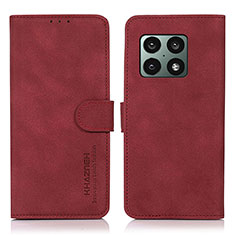 Funda de Cuero Cartera con Soporte Carcasa D01Y para OnePlus 10 Pro 5G Rojo