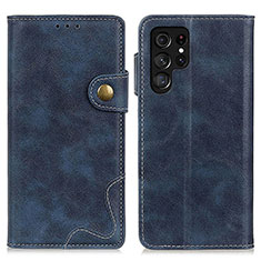 Funda de Cuero Cartera con Soporte Carcasa D01Y para Samsung Galaxy S21 Ultra 5G Azul