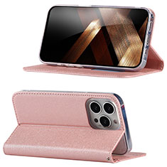 Funda de Cuero Cartera con Soporte Carcasa D02T para Apple iPhone 14 Pro Rosa