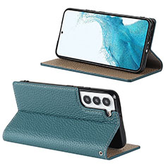 Funda de Cuero Cartera con Soporte Carcasa D02T para Samsung Galaxy S21 5G Azul Claro