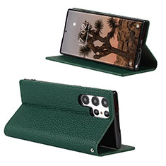 Funda de Cuero Cartera con Soporte Carcasa D02T para Samsung Galaxy S21 Ultra 5G Verde