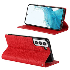 Funda de Cuero Cartera con Soporte Carcasa D02T para Samsung Galaxy S22 Plus 5G Rojo