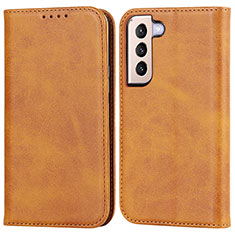 Funda de Cuero Cartera con Soporte Carcasa D03T para Samsung Galaxy S22 5G Marron Claro