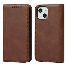 Funda de Cuero Cartera con Soporte Carcasa D04T para Apple iPhone 14 Marron