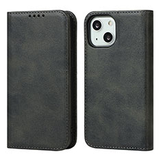 Funda de Cuero Cartera con Soporte Carcasa D04T para Apple iPhone 14 Negro